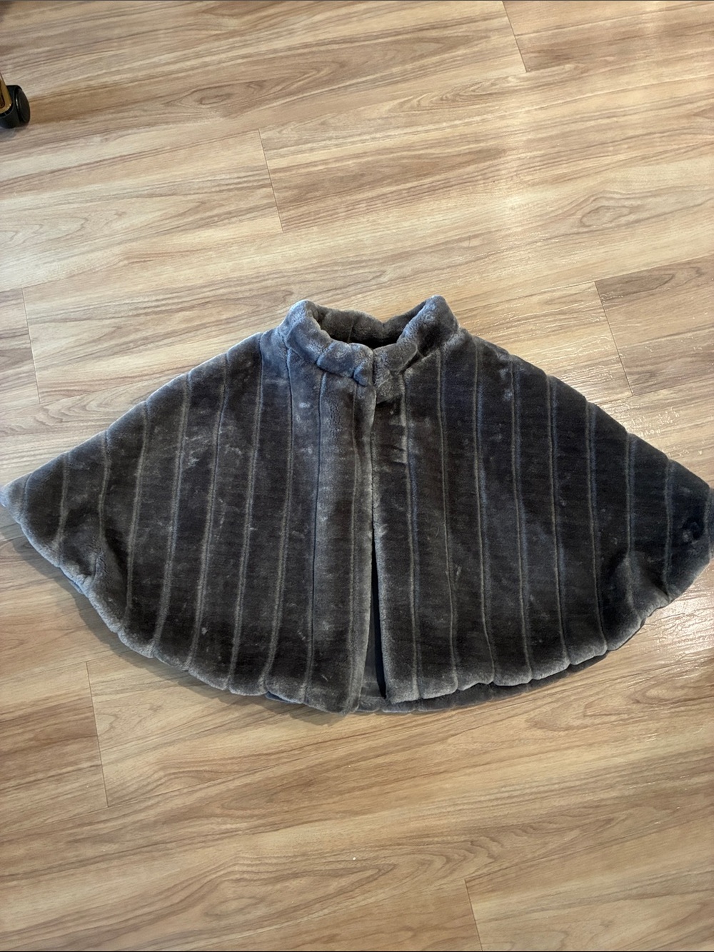 Gray Faux Fur Capelet